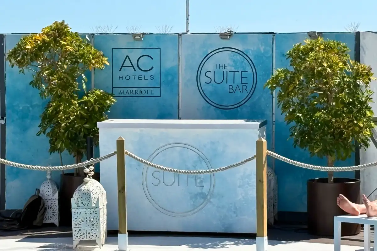 Suite Bar signage on the rooftop terrace at AC Hotel Malaga Palacio