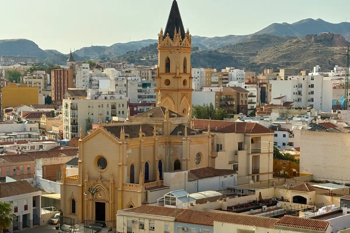 View of Malaga Cathedral from the Aurea rooftop terrace