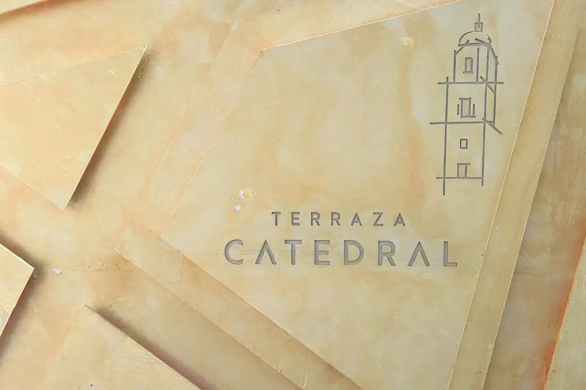 Terraza Catedral menu with cathedral tower logo design in Malaga